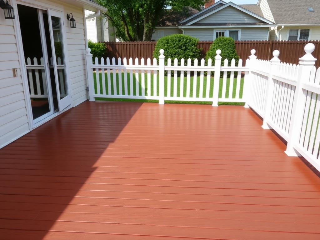 Freshly painted deck and fence exterior